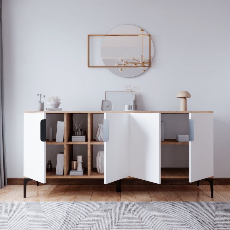 Casa si Gradina - Mobilier - Comode si corpuri - Console - Consola, Hanah Home, pal melaminat, stejar si alb, 180x40x79 cm - Infinity.ro