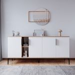 Casa si Gradina - Mobilier - Comode si corpuri - Console - Consola, Hanah Home, pal melaminat, stejar si alb, 180x40x79 cm - Infinity.ro