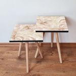 Casa si Gradina - Mobilier - Mese si birouri - Masute de cafea - Set masute de cafea, Hanah Home, mdf, bej si alb, 35x35x47 cm, picioare lemn fag - Infinity.ro