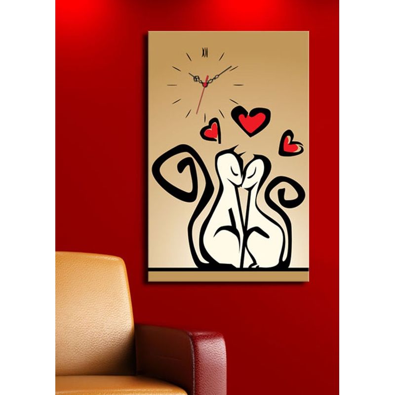 Casa si Gradina - Decoratiuni - Ceasuri - Ceas de perete decorativ, Wallxpert, panza suede, multicolor, 45x70 cm, rama lemn, 228CLA1689 - Infinity.ro