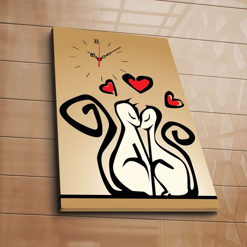 Casa si Gradina - Decoratiuni - Ceasuri - Ceas de perete decorativ, Wallxpert, panza suede, multicolor, 45x70 cm, rama lemn, 228CLA1689 - Infinity.ro