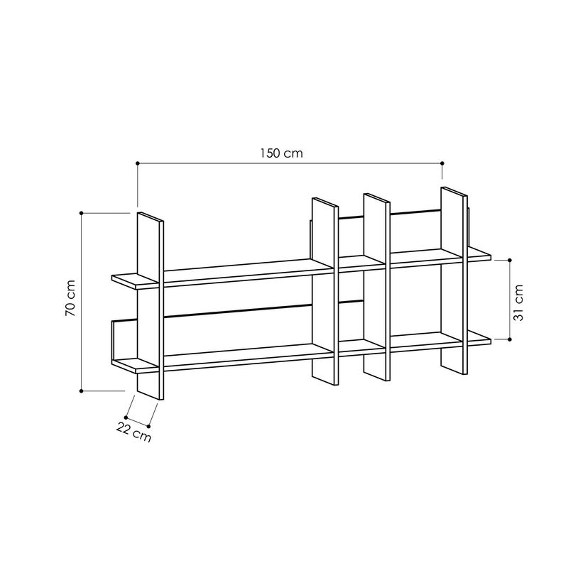 Casa si Gradina - Mobilier - Biblioteci si rafturi - Rafturi - Raft de perete, Hanah Home, panou aglomerat cu melamina, alb, 150x70x22 cm - Infinity.ro