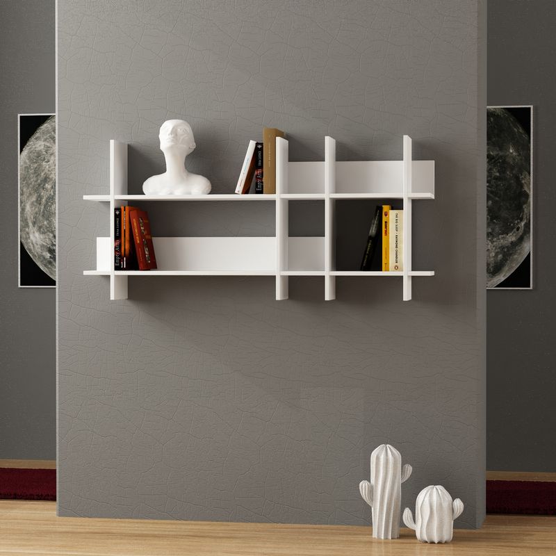 Casa si Gradina - Mobilier - Biblioteci si rafturi - Rafturi - Raft de perete, Hanah Home, panou aglomerat cu melamina, alb, 150x70x22 cm - Infinity.ro