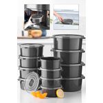 Casa si Gradina - Bucatarie si vesela - Organizare si depozitare bucatarie - Cutii alimentare - Set cutii depozitare, Hermia, plastic, antracit, 12 piese, diametru 22/18/14 cm - Infinity.ro