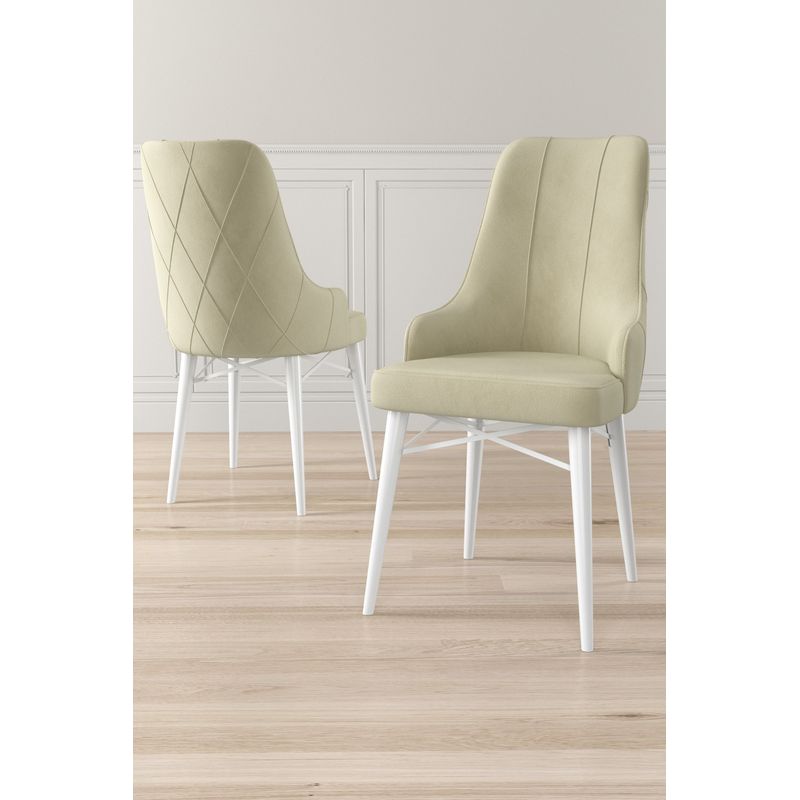 Casa si Gradina - Mobilier - Scaune si fotolii - Scaune - Set scaune, Hanah Home, metal, crem si alb, 46x42x95 cm, 4 bucati - Infinity.ro