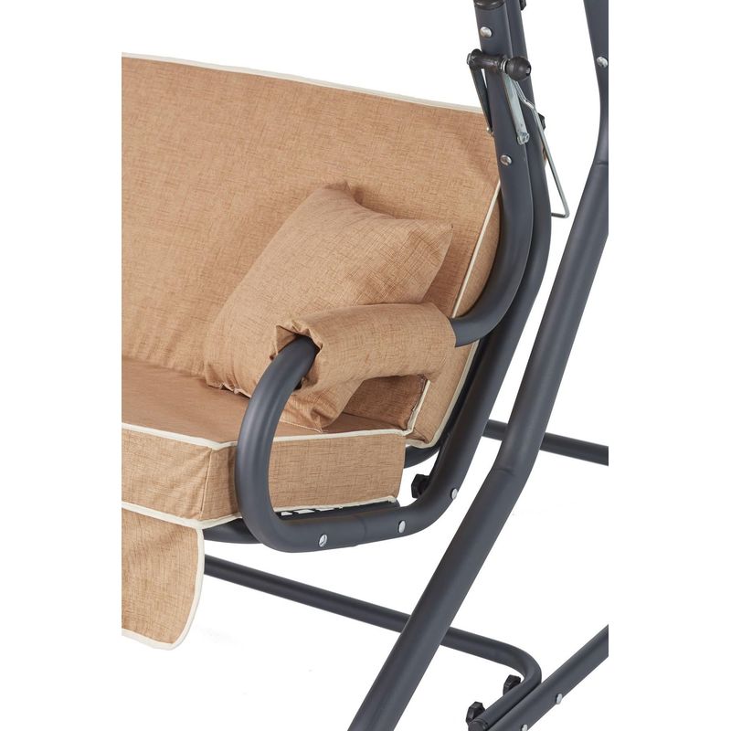 Casa si Gradina - Gradina si terasa - Balansoare si hamace - Balansoare - Balansoar de gradina, Hanah Home, 100% poliester, bej, 200x170x110 cm, picioare metalice - Infinity.ro