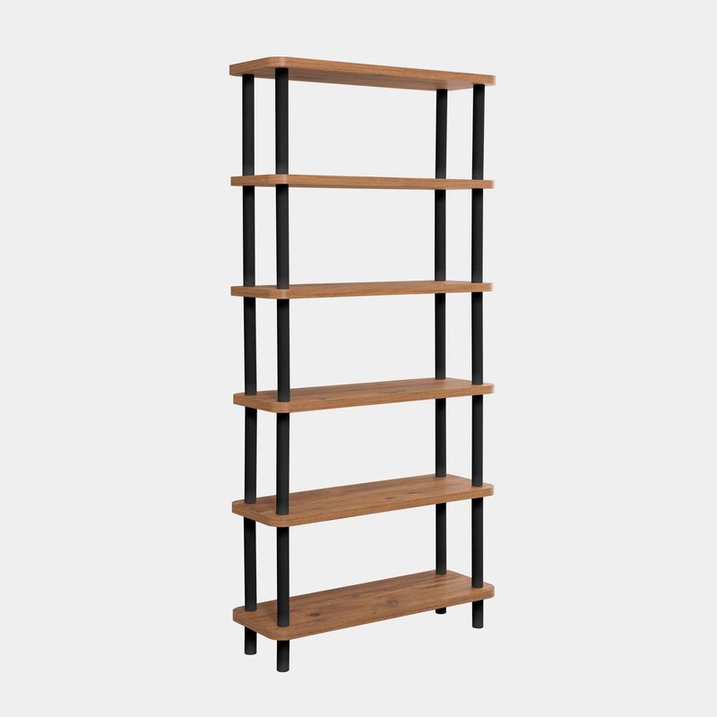 Casa si Gradina - Mobilier - Biblioteci si rafturi - Biblioteci - Biblioteca, Hanah Home, pal melaminat, negru si pin atlantic, 80x28x168.5 cm - Infinity.ro