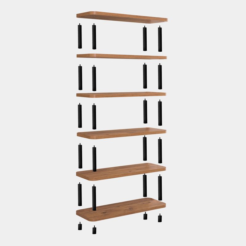Casa si Gradina - Mobilier - Biblioteci si rafturi - Biblioteci - Biblioteca, Hanah Home, pal melaminat, negru si pin atlantic, 80x28x168.5 cm - Infinity.ro