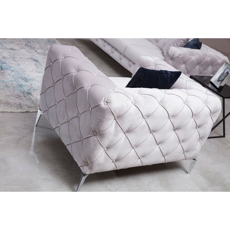 Casa si Gradina - Mobilier - Scaune si fotolii - Fotolii - Fotoliu, Hanah Home, lemn fag si pal, gri deschis, 108x90x73 cm - Infinity.ro
