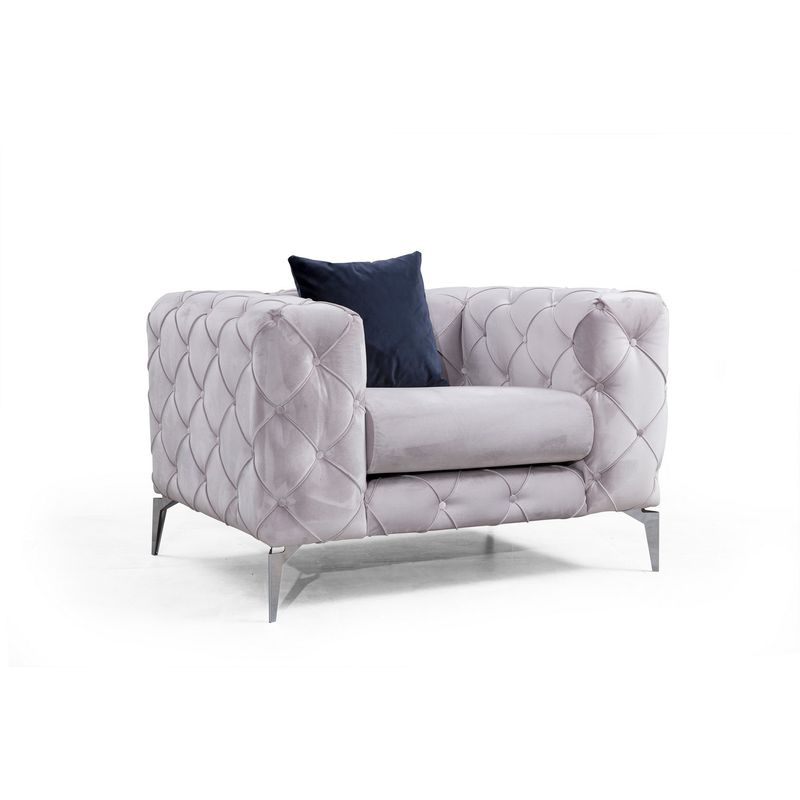 Casa si Gradina - Mobilier - Scaune si fotolii - Fotolii - Fotoliu, Hanah Home, lemn fag si pal, gri deschis, 108x90x73 cm - Infinity.ro