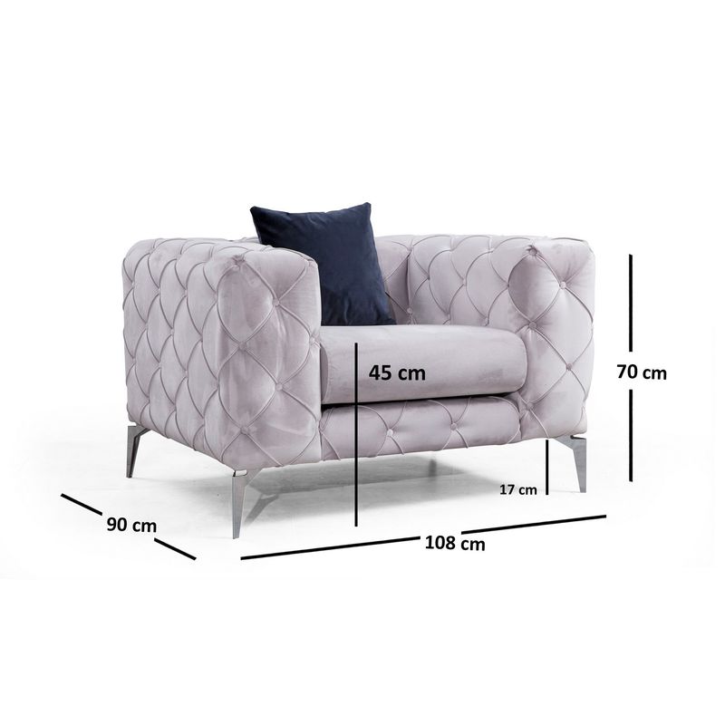 Casa si Gradina - Mobilier - Scaune si fotolii - Fotolii - Fotoliu, Hanah Home, lemn fag si pal, gri deschis, 108x90x73 cm - Infinity.ro