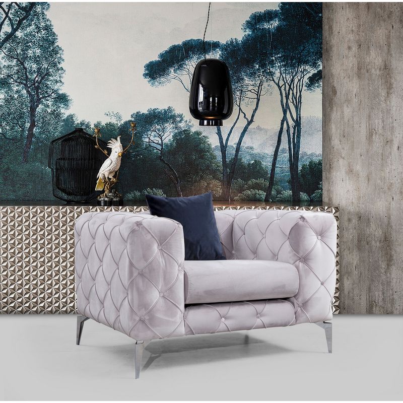 Casa si Gradina - Mobilier - Scaune si fotolii - Fotolii - Fotoliu, Hanah Home, lemn fag si pal, gri deschis, 108x90x73 cm - Infinity.ro