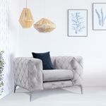 Casa si Gradina - Mobilier - Scaune si fotolii - Fotolii - Fotoliu, Hanah Home, lemn fag si pal, gri deschis, 108x90x73 cm - Infinity.ro