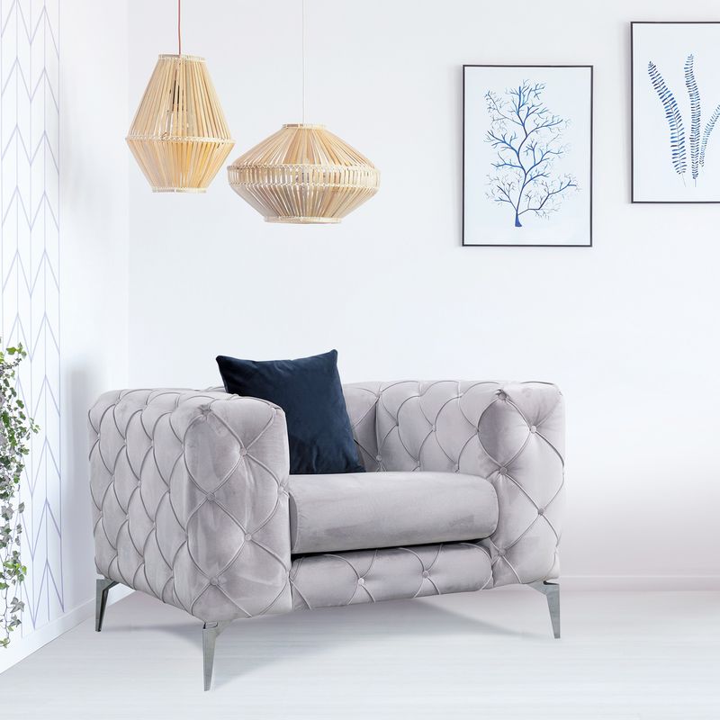 Casa si Gradina - Mobilier - Scaune si fotolii - Fotolii - Fotoliu, Hanah Home, lemn fag si pal, gri deschis, 108x90x73 cm - Infinity.ro