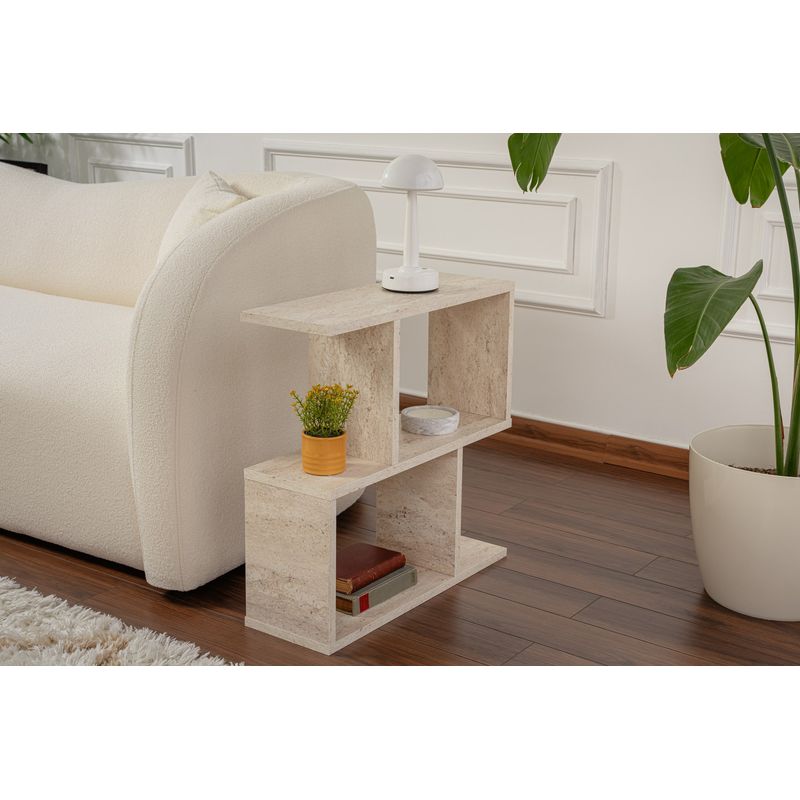 Casa si Gradina - Mobilier - Mese si birouri - Masute de cafea - Masa laterala, Hanah Home, pal melaminat, travertin, 60x20x60 cm - Infinity.ro