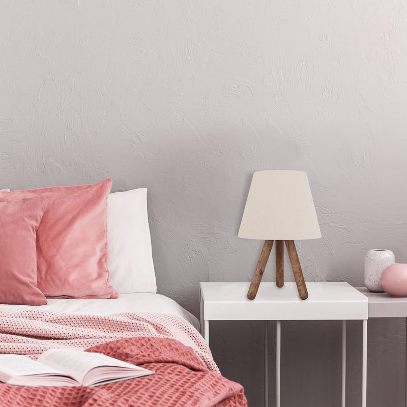 Casa si Gradina - Corpuri si surse de iluminat - Veioze si lampi - Veioze - Veioza, Opviq, lemn de fag si tesatura pvc, alb si nuc, 22x33 cm - Infinity.ro