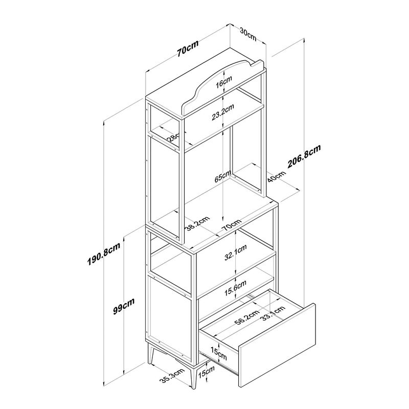 Casa si Gradina - Mobilier - Dulapuri si sifoniere - Dulapuri - Dulap multifunctional, Hanah Home, pal melaminat, nuc, 70x40x206.8 cm - Infinity.ro