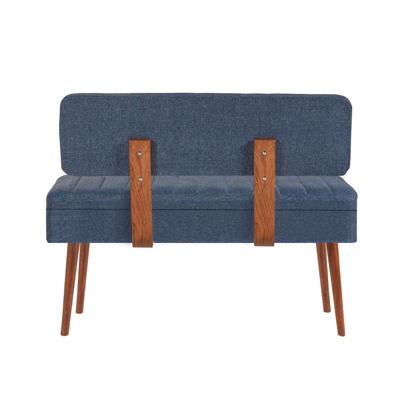 Casa si Gradina - Mobilier - Canapele si coltare - Banchete - Banca, Hanah Home, panou de particule melaminat, nuc, albastru inchis, 110x82.5x40 cm - Infinity.ro