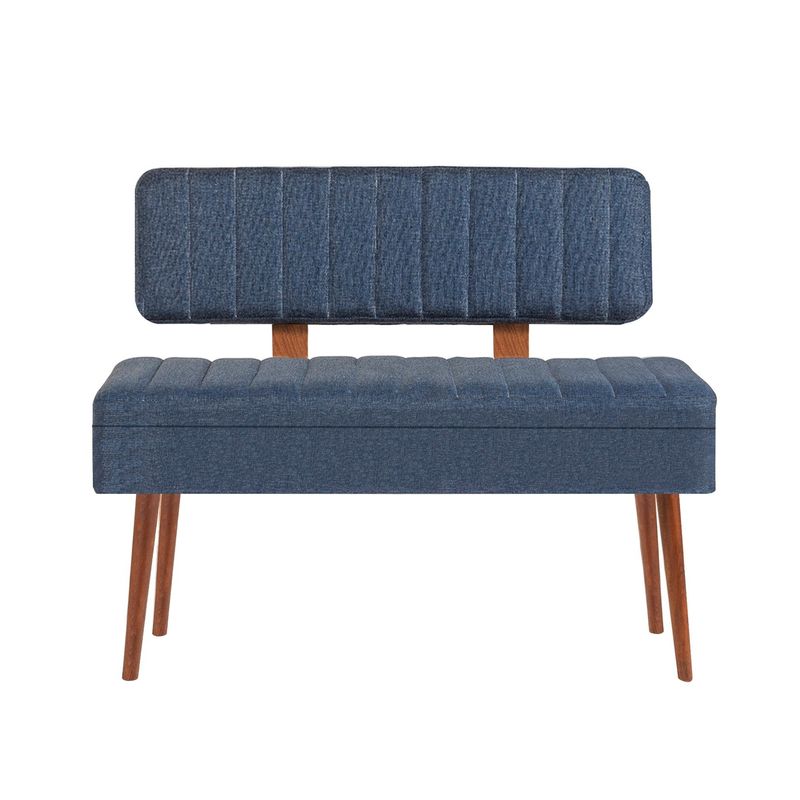 Casa si Gradina - Mobilier - Canapele si coltare - Banchete - Banca, Hanah Home, panou de particule melaminat, nuc, albastru inchis, 110x82.5x40 cm - Infinity.ro