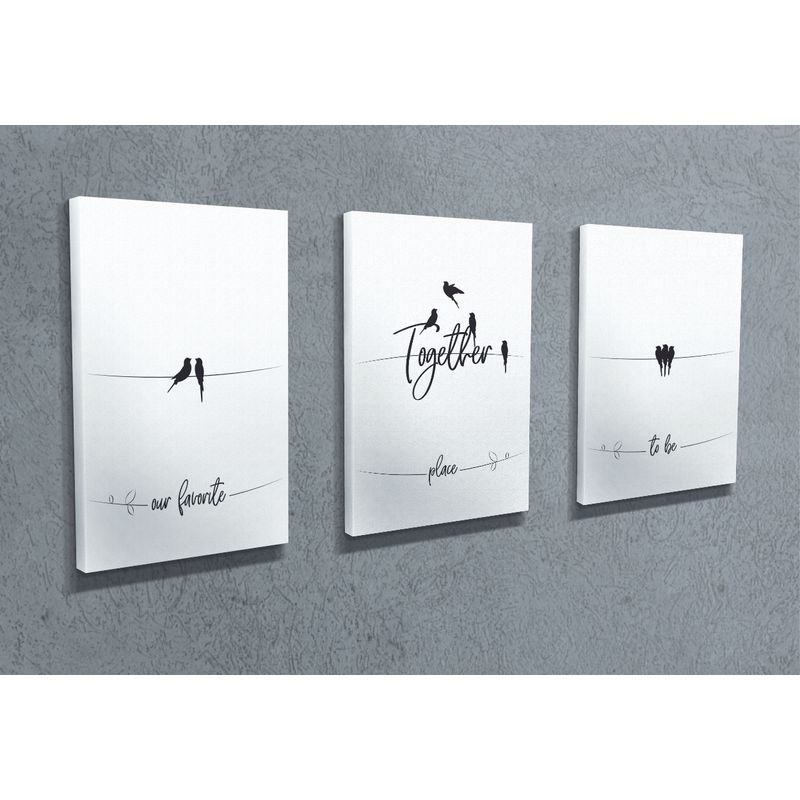 Casa si Gradina - Decoratiuni - Tablouri - Tablou decorativ, Wallxpert, multicolor, bumbac si poliester, 30x40 cm, set 3 piese, 489GWN1388 - Infinity.ro