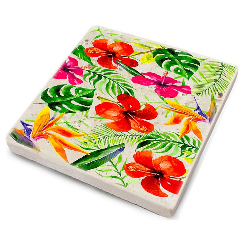 Casa si Gradina - Bucatarie si vesela - Accesorii bar - Suporturi bauturi - Set suporturi pentru pahare, Hermia, piatra naturala, multicolor, 10x10x1 cm, 4 bucati, 366TYR1128 - Infinity.ro