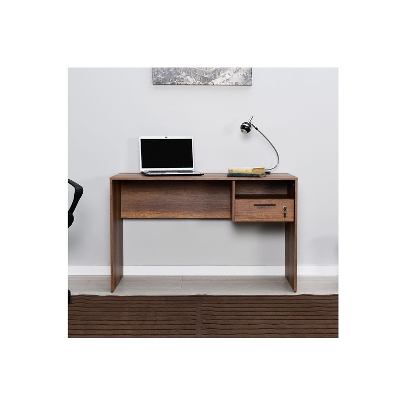 Casa si Gradina - Mobilier - Mese si birouri - Birouri - Birou de studiu, Hanah Home, panou de particule melaminat, nuc, 120x60x75 cm - Infinity.ro