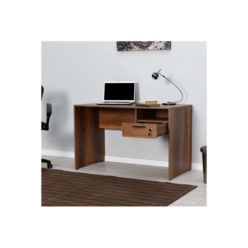 Casa si Gradina - Mobilier - Mese si birouri - Birouri - Birou de studiu, Hanah Home, panou de particule melaminat, nuc, 120x60x75 cm - Infinity.ro