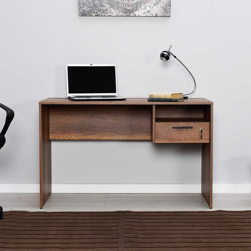 Casa si Gradina - Mobilier - Mese si birouri - Birouri - Birou de studiu, Hanah Home, panou de particule melaminat, nuc, 120x60x75 cm - Infinity.ro