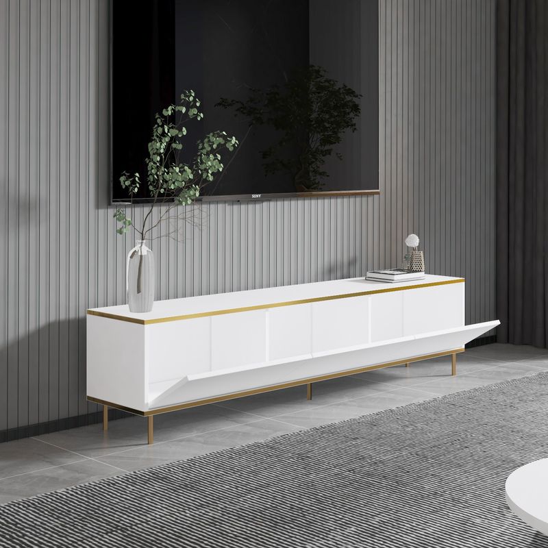 Casa si Gradina - Mobilier - Comode si corpuri - Comode - Comoda tv, Hanah Home, pal melaminat, alb auriu, 180x45.2x35 cm, 382NRC1144 - Infinity.ro