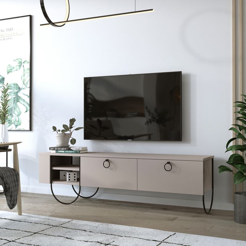Casa si Gradina - Mobilier - Comode si corpuri - Comode - Comoda tv, Hanah Home, pal melaminat, mocha deschis, 150x44x36 cm - Infinity.ro