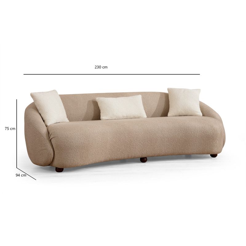 Casa si Gradina - Mobilier - Canapele si coltare - Canapele - Canapea 3 locuri, Atelier Del Sofa, material textil cappuccino, lemn fag, 230x75x94 cm - Infinity.ro