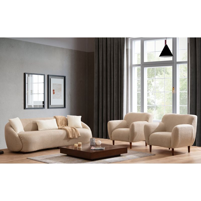 Casa si Gradina - Mobilier - Canapele si coltare - Canapele - Canapea 3 locuri, Atelier Del Sofa, material textil cappuccino, lemn fag, 230x75x94 cm - Infinity.ro
