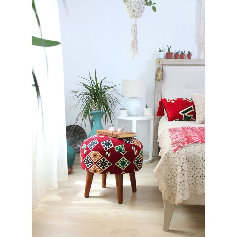 Casa si Gradina - Mobilier - Scaune si fotolii - Tabureti - Taburet, Atelier Del Sofa, bumbac si poliester, multicolor, picioare lemn, 44x44x30 cm - Infinity.ro