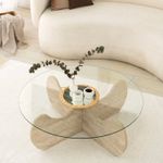Casa si Gradina - Mobilier - Mese si birouri - Masute de cafea - Masa de cafea, Hanah Home, sticla si PAL melaminat, travertin, 90x30 cm, 552NOS2505 - Infinity.ro
