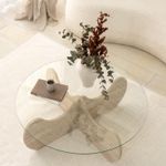 Casa si Gradina - Mobilier - Mese si birouri - Masute de cafea - Masa de cafea, Hanah Home, sticla si PAL melaminat, travertin, 90x30 cm, 552NOS2505 - Infinity.ro