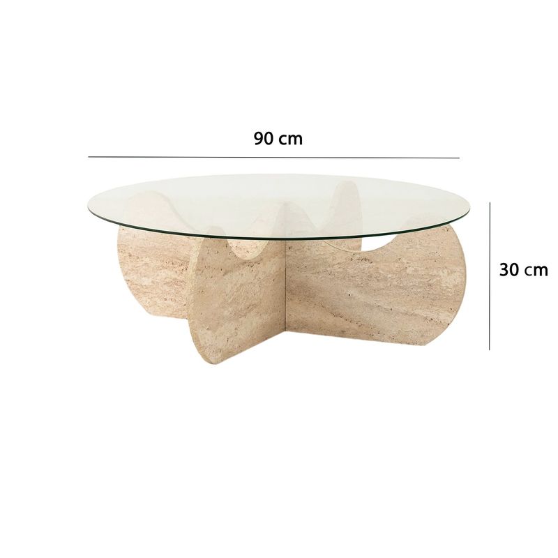 Casa si Gradina - Mobilier - Mese si birouri - Masute de cafea - Masa de cafea, Hanah Home, sticla si PAL melaminat, travertin, 90x30 cm, 552NOS2505 - Infinity.ro