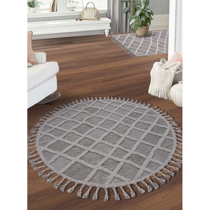 Casa si Gradina - Textile si covoare - Covoare - Covoare casa - Covor rotund, Conceptum Hypnose, gri, 120 cm, 100% polipropilen, 614CCL1741 - Infinity.ro