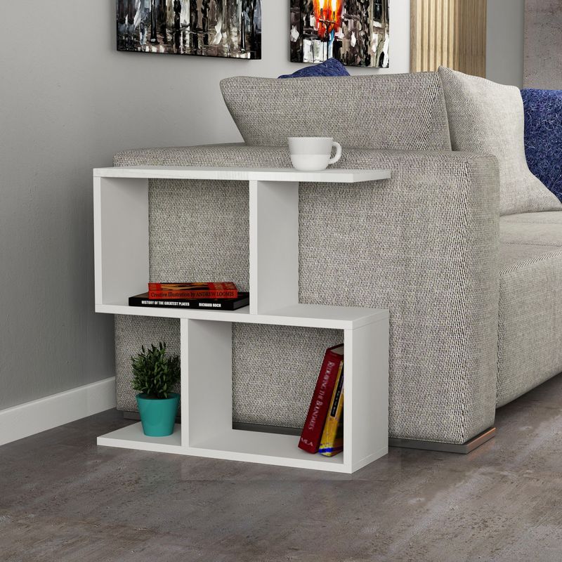 Casa si Gradina - Mobilier - Mese si birouri - Mese living - Masa laterala, Hanah Home, panou de particule melaminat, alb, 60x60x20 cm - Infinity.ro