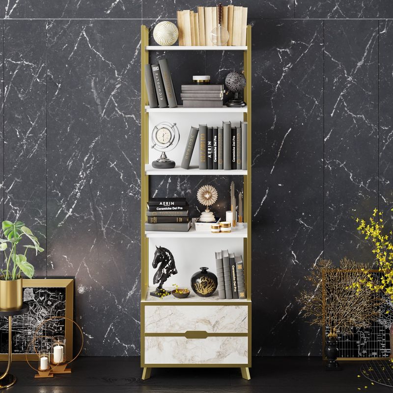 Casa si Gradina - Mobilier - Biblioteci si rafturi - Biblioteci - Biblioteca, Hanah Home, pal melaminat, alb, 59.3x35.2x191 cm - Infinity.ro