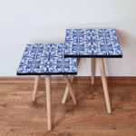 Casa si Gradina - Mobilier - Mese si birouri - Masute de cafea - Set masute de cafea, Hanah Home, mdf, albastru marin, alb, 35x47x35 cm, 35x42x35 cm - Infinity.ro