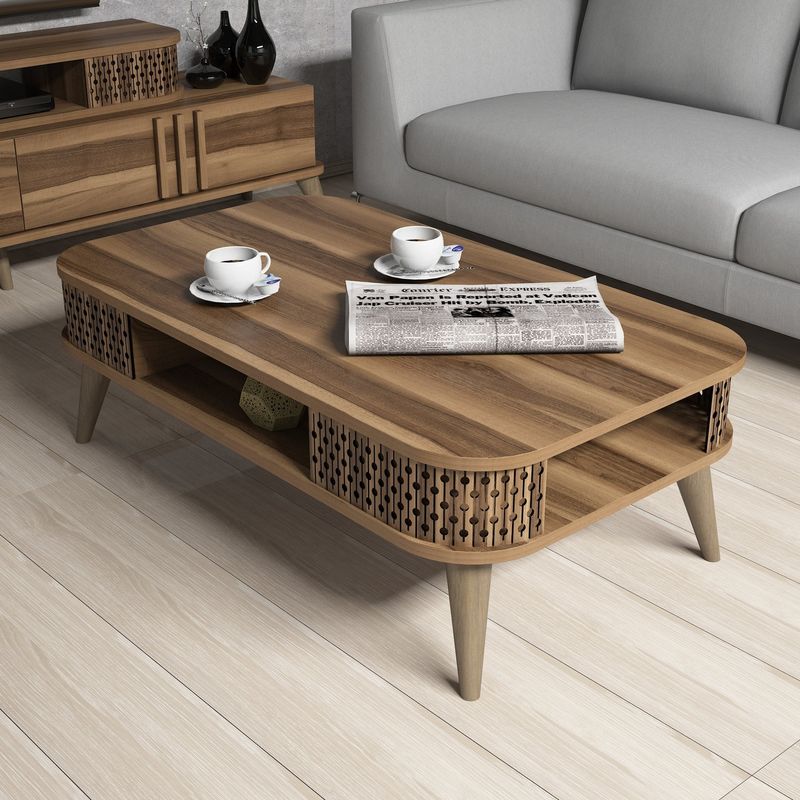 Casa si Gradina - Mobilier - Mese si birouri - Masute de cafea - Masuta de cafea, Hanah Home, pal melaminat, nuc, 105x60x34.6 cm, 845HCT2828 - Infinity.ro