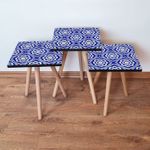Casa si Gradina - Mobilier - Mese si birouri - Masute de cafea - Set masute cuib, Hanah Home, mdf, albastru marin alb, 35x35x52 cm - Infinity.ro