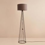 Casa si Gradina - Corpuri si surse de iluminat - Veioze si lampi - Lampadare - Lampadar, Opviq, metal si textil, negru maro, 38x144 cm - Infinity.ro