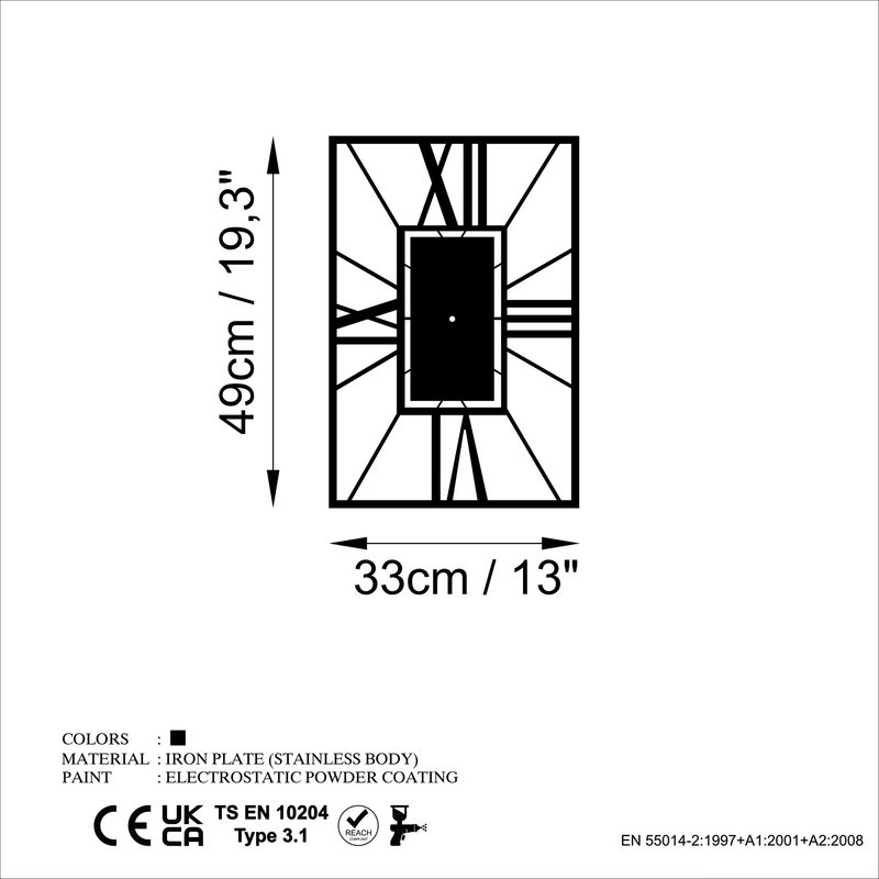 Casa si Gradina - Decoratiuni - Ceasuri - Ceas de perete decorativ, Wallxpert, metal, negru, 49x33 cm - Infinity.ro