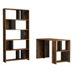 Casa si Gradina - Mobilier - Mese si birouri - Birouri - Birou cu biblioteca, Hanah Home, pal melaminat, nuc, antracit, 120x60x75.4 cm - Infinity.ro