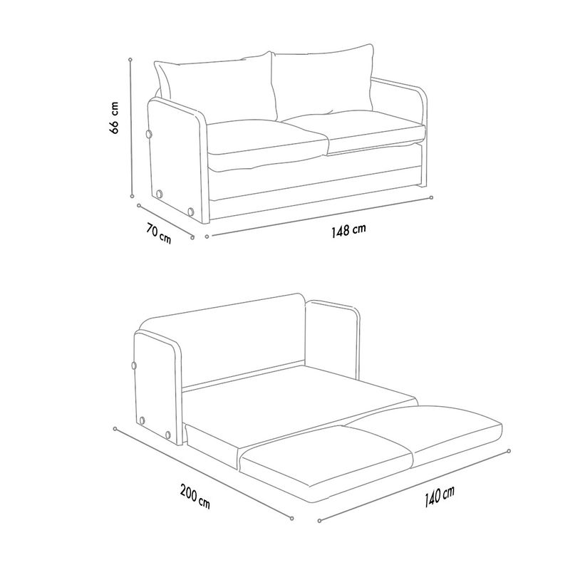 Casa si Gradina - Mobilier - Canapele si coltare - Canapele - Canapea extensibila, Atelier Del Sofa, textil, crem, 200x140 cm - Infinity.ro