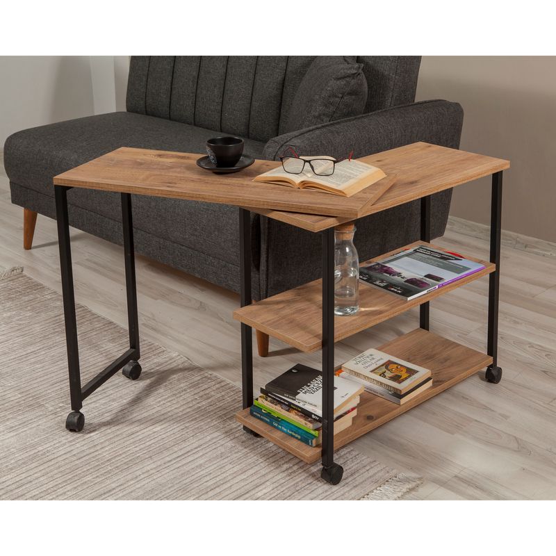 Casa si Gradina - Mobilier - Mese si birouri - Mese living - Masa laterala, Hanah Home, pal melaminat, pin atlantic negru, 70x76x63 cm - Infinity.ro