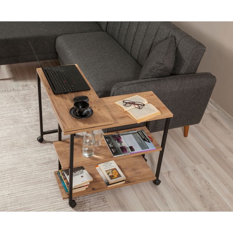Casa si Gradina - Mobilier - Mese si birouri - Mese living - Masa laterala, Hanah Home, pal melaminat, pin atlantic negru, 70x76x63 cm - Infinity.ro