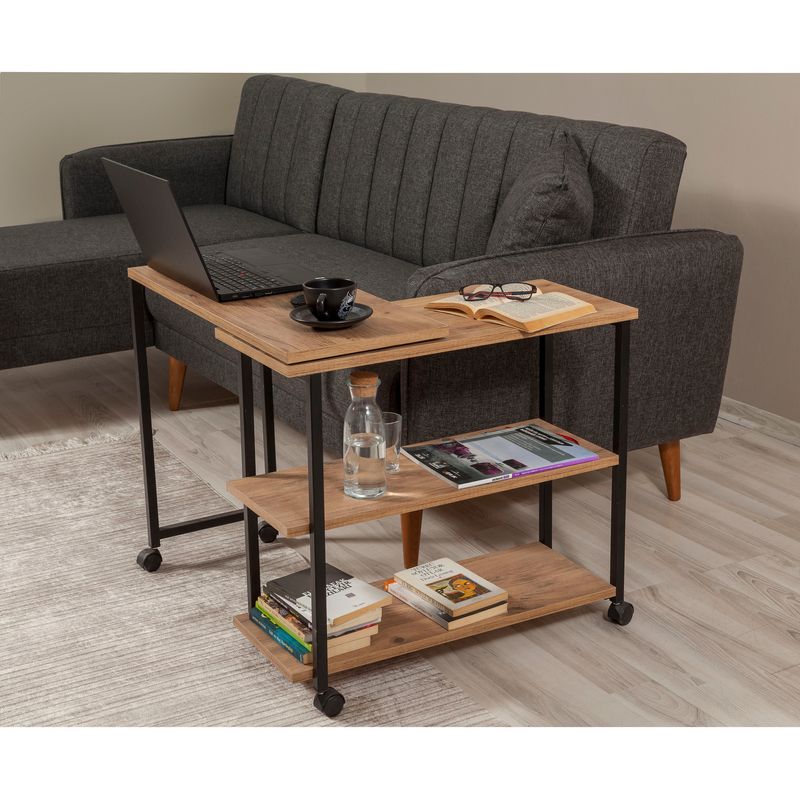 Casa si Gradina - Mobilier - Mese si birouri - Mese living - Masa laterala, Hanah Home, pal melaminat, pin atlantic negru, 70x76x63 cm - Infinity.ro