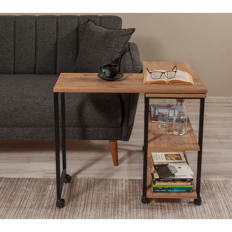 Casa si Gradina - Mobilier - Mese si birouri - Mese living - Masa laterala, Hanah Home, pal melaminat, pin atlantic negru, 70x76x63 cm - Infinity.ro